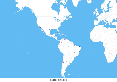 Mapa de las ciudades más pobladas de América