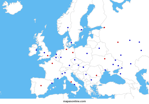 Mapa de las ciudades más pobladas de Europa
