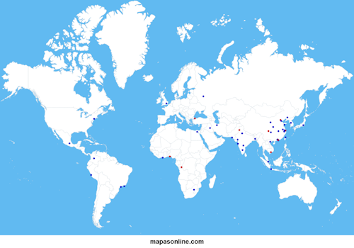 Mapa de las ciudades más pobladas del mundo