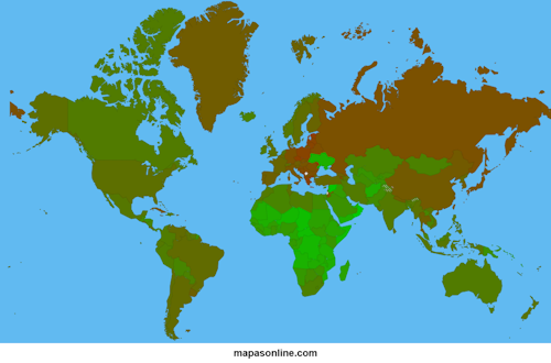 Mapa de edad media en los países