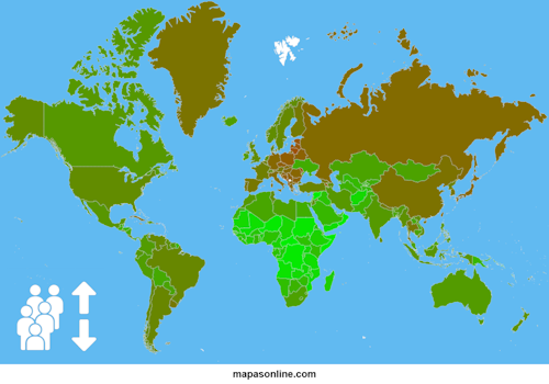 Mapa de cambios en la población por país 2026