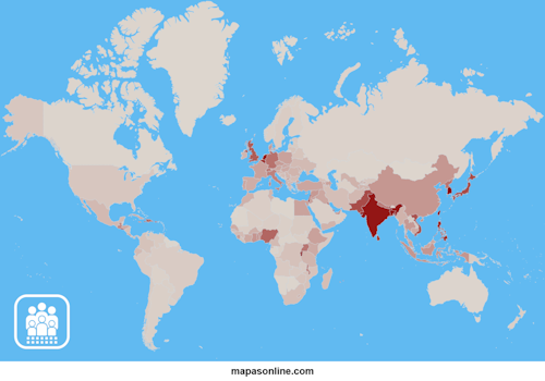 Mapa de densidad de población por país 2026