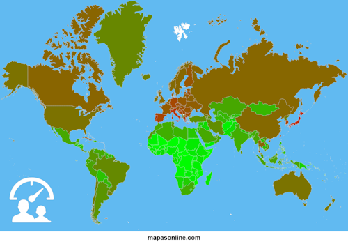 Mapa de edad media en los países 2026