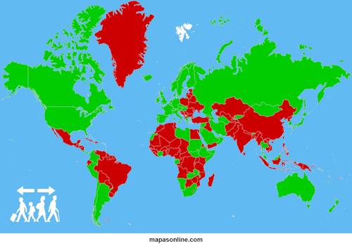Mapa de inmigración y emigración por país 2026