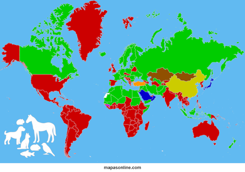Mapa de las mascotas favoritas en el mundo