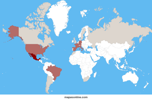 Mapa de países sede de los Mundiales de Fútbol