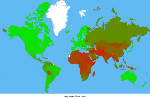 Mapa del poder de los pasaportes en el mundo